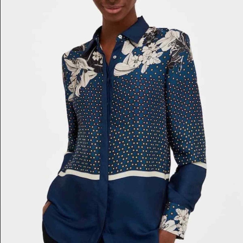 Elegant Navy Floral Women's Top